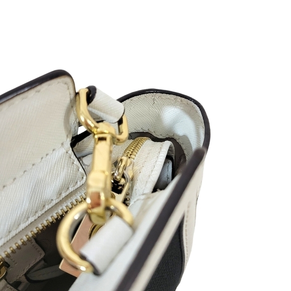 Michael Kors Selma Colorblock Black & White Large Trapeze Satchel Bag - Picture 15 of 15